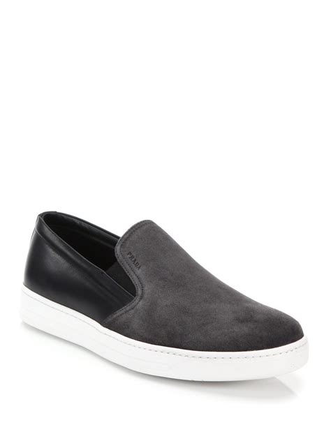 prada slip on sneakers high top|Prada suede slip on sneakers.